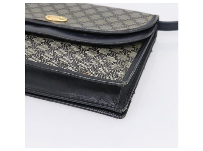 16 Céline Bolsa de Ombro CELINE Macadam Canvas PVC Navy Gold Auth 197504 Dourado Azul marinho - vista 10