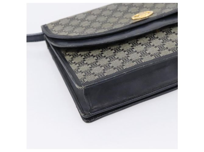 16 Céline Bolsa de Ombro CELINE Macadam Canvas PVC Navy Gold Auth 197504 Dourado Azul marinho - vista 11