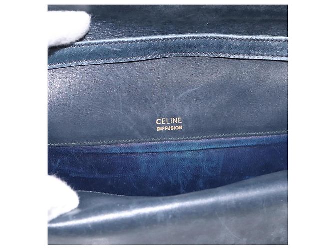 16 Céline Bolsa de Ombro CELINE Macadam Canvas PVC Navy Gold Auth 197504 Dourado Azul marinho - vista 15