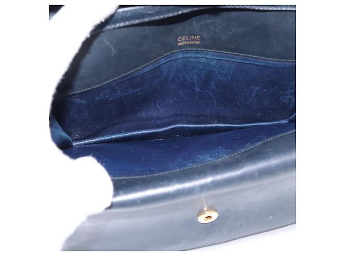 16 Céline Bolsa de Ombro CELINE Macadam Canvas PVC Navy Gold Auth 197504 Dourado Azul marinho - vista 16
