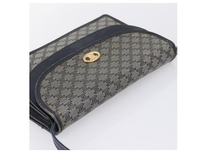 16 Céline Bolsa de Ombro CELINE Macadam Canvas PVC Navy Gold Auth 197504 Dourado Azul marinho - vista 6