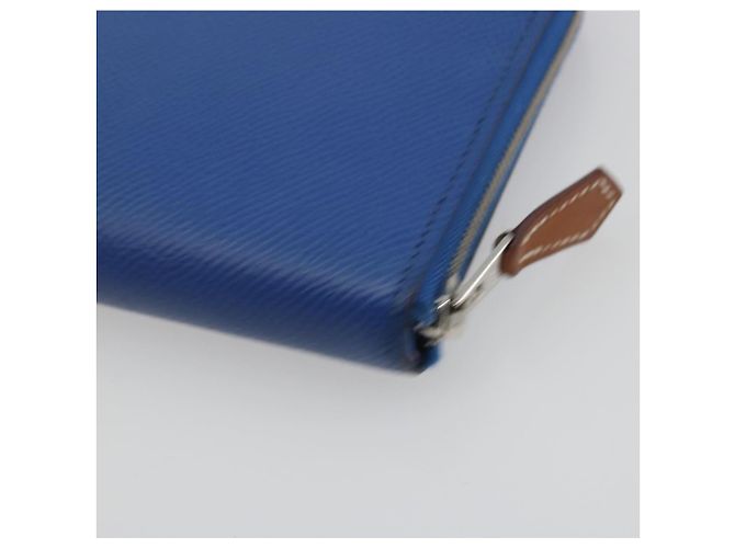 Hermès HERMES Azap Silk In Wallet Leather Blue Silver Auth 196106M Plata Azul - vista 10