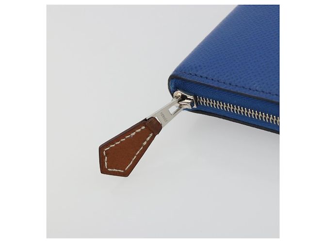 Hermès HERMES Azap Silk In Wallet Leather Blue Silver Auth 196106M Plata Azul - vista 12
