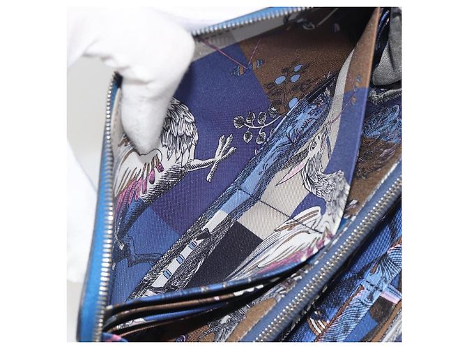 Hermès HERMES Azap Silk In Wallet Leather Blue Silver Auth 196106M Plata Azul - vista 14