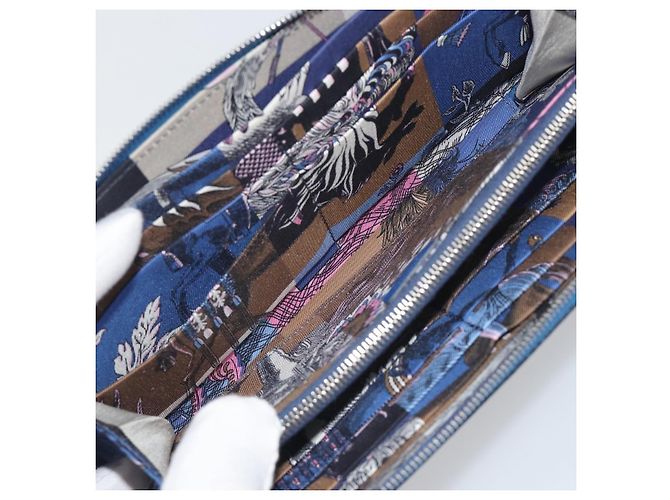 Hermès HERMES Azap Silk In Wallet Leather Blue Silver Auth 196106M Plata Azul - vista 15