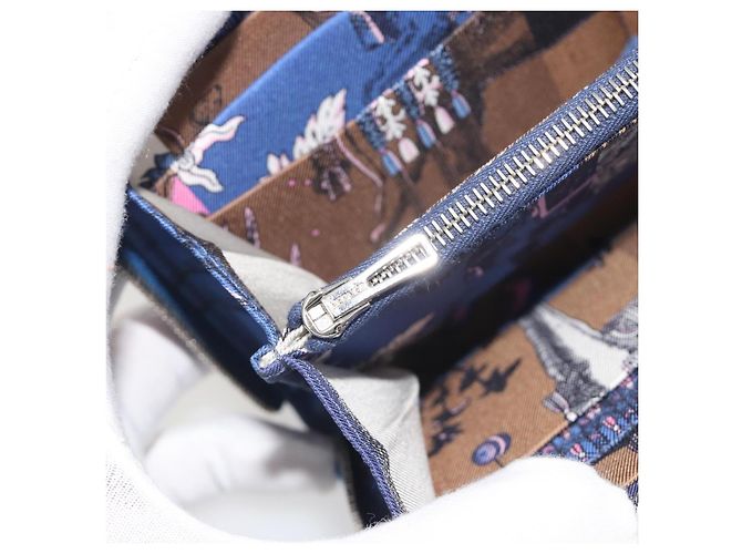 Hermès HERMES Azap Silk In Wallet Leather Blue Silver Auth 196106M Plata Azul - vista 16