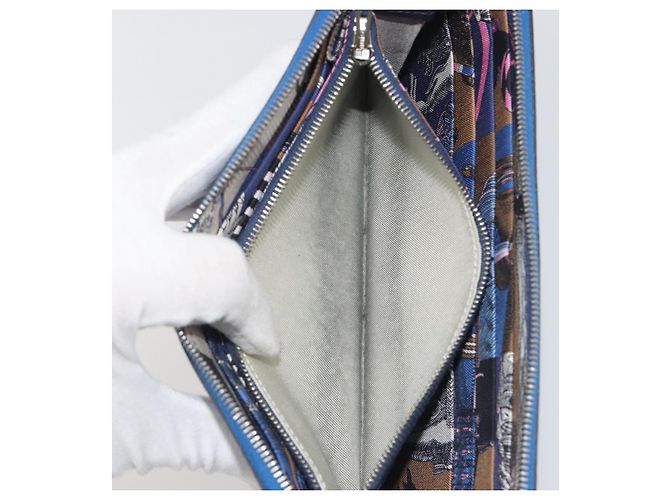 Hermès HERMES Azap Silk In Wallet Leather Blue Silver Auth 196106M Plata Azul - vista 17