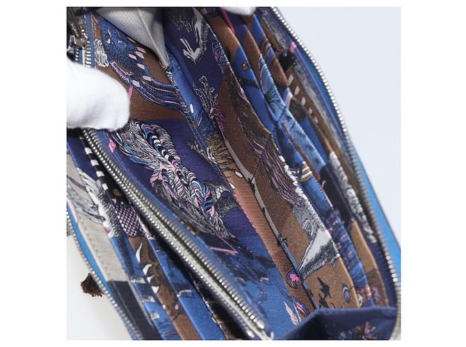 Hermès HERMES Azap Silk In Wallet Leather Blue Silver Auth 196106M Plata Azul - vista 18