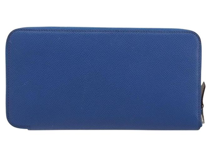 Hermès HERMES Azap Silk In Wallet Leather Blue Silver Auth 196106M Plata Azul - vista 2