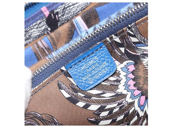 Hermès HERMES Azap Silk In Wallet Leather Blue Silver Auth 196106M Plata Azul - vista 20