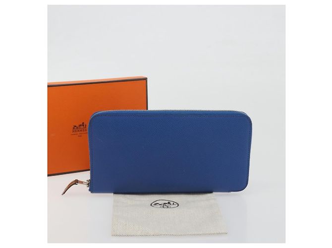 Hermès HERMES Azap Silk In Wallet Leather Blue Silver Auth 196106M Plata Azul - vista 22