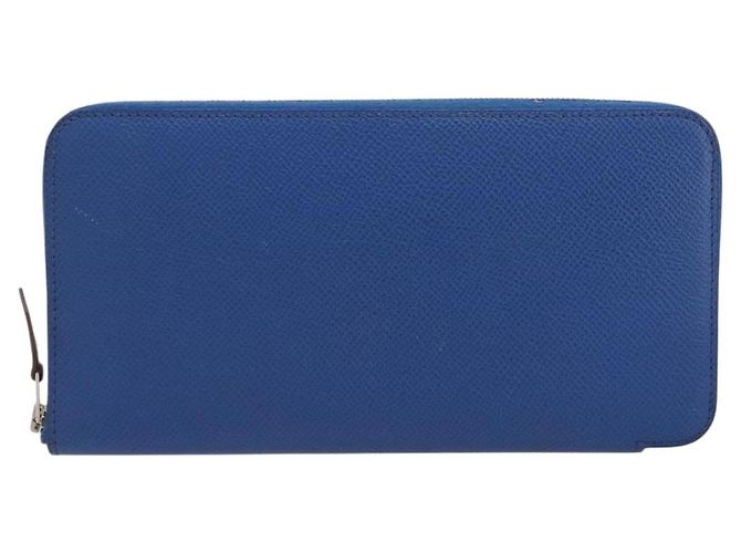 Hermès HERMES Azap Silk In Wallet Leather Blue Silver Auth 196106M Plata Azul - vista 3