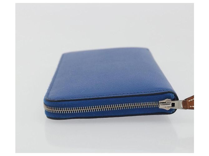 Hermès HERMES Azap Silk In Wallet Leather Blue Silver Auth 196106M Plata Azul - vista 5