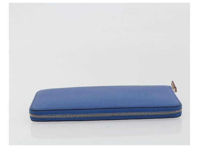 Hermès HERMES Azap Silk In Wallet Leather Blue Silver Auth 196106M Plata Azul - vista 6
