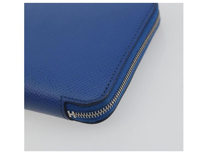 Hermès HERMES Azap Silk In Wallet Leather Blue Silver Auth 196106M Plata Azul - vista 8
