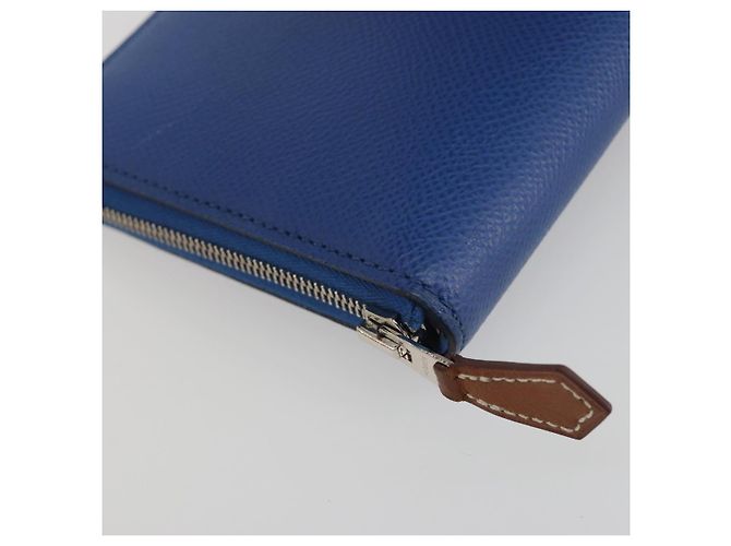 Hermès HERMES Azap Silk In Wallet Leather Blue Silver Auth 196106M Plata Azul - vista 9