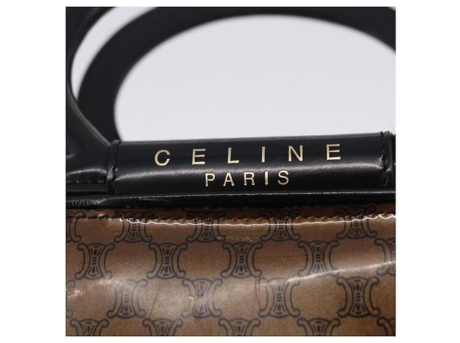 Céline Borsa a mano CELINE Macadam Canvas Vinyl Brown Gold Auth 195746 Marrone D'oro - vista 14