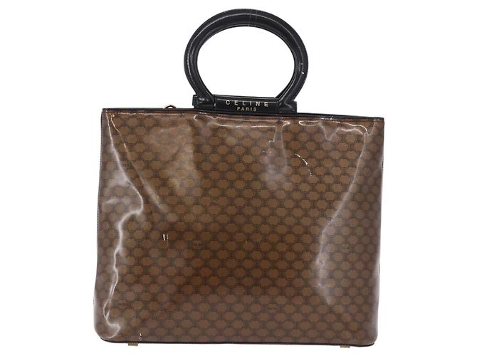 Céline Borsa a mano CELINE Macadam Canvas Vinyl Brown Gold Auth 195746 Marrone D'oro - vista 2