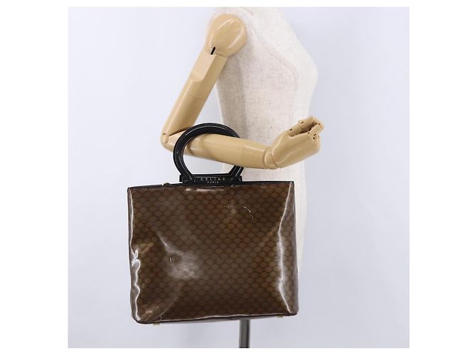 Céline Borsa a mano CELINE Macadam Canvas Vinyl Brown Gold Auth 195746 Marrone D'oro - vista 24