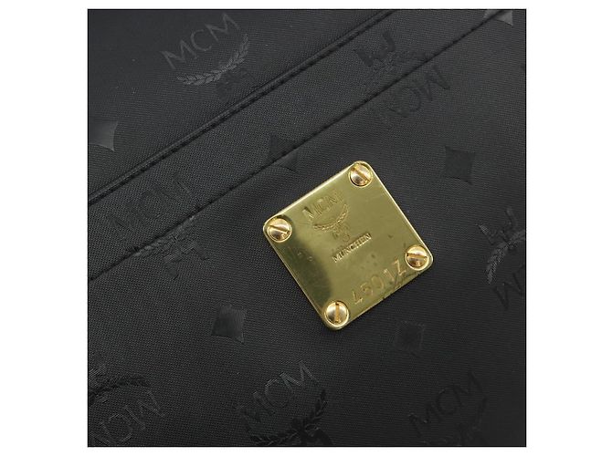 MCM Vicetos Tote Bag PVC Leder Schwarz Goldfarben Auth BA14872 - Ansicht 15