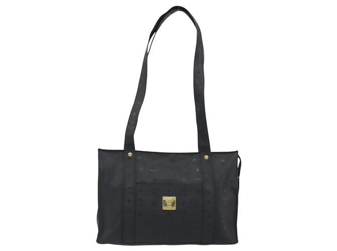 MCM Vicetos Tote Bag PVC Leder Schwarz Goldfarben Auth BA14872 - Ansicht 2