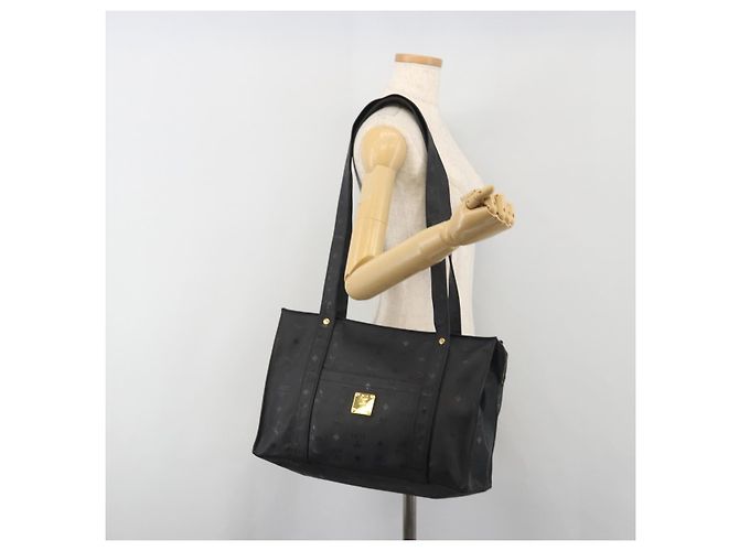 MCM Vicetos Tote Bag PVC Leder Schwarz Goldfarben Auth BA14872 - Ansicht 23
