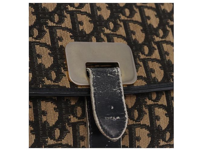 Bolso de hombro Christian Dior Trotter Canvas Navy Gold Auth BA15128 Dorado Azul marino - vista 16