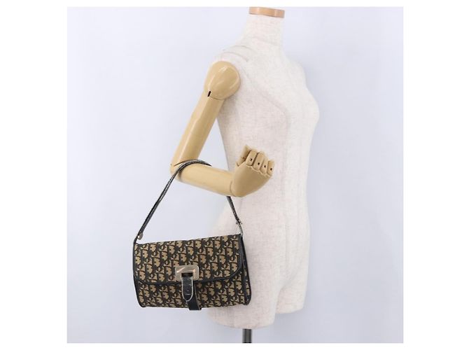 Bolso de hombro Christian Dior Trotter Canvas Navy Gold Auth BA15128 Dorado Azul marino - vista 23