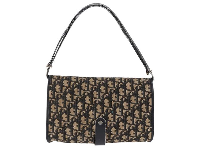 Bolso de hombro Christian Dior Trotter Canvas Navy Gold Auth BA15128 Dorado Azul marino - vista 3