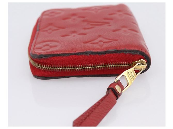 LOUIS VUITTON Monogram Empreinte Zippy Coin Purse Wallet Red M63696 Auth BA15266 Rosso - vista 3