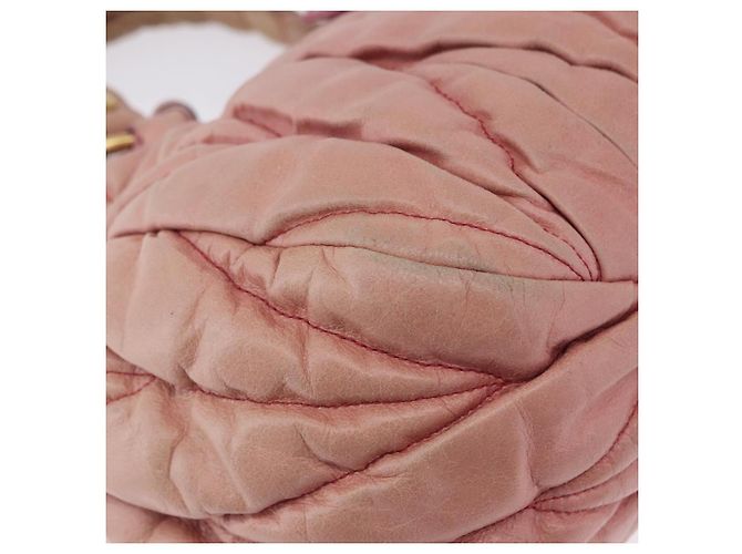 Borsa Miu Miu Matelassé Vitellolux in pelle 2way Rosa Tono Oro Auth 198354 - vista 10