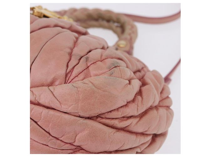 Borsa Miu Miu Matelassé Vitellolux in pelle 2way Rosa Tono Oro Auth 198354 - vista 15