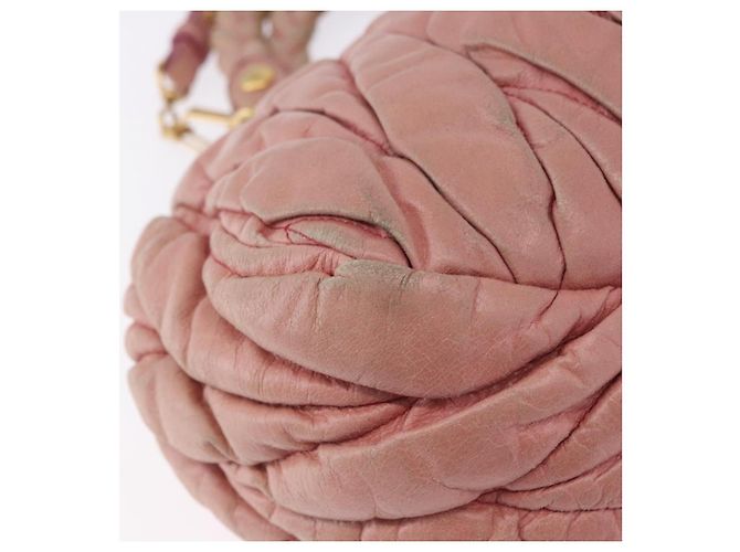 Borsa Miu Miu Matelassé Vitellolux in pelle 2way Rosa Tono Oro Auth 198354 - vista 16