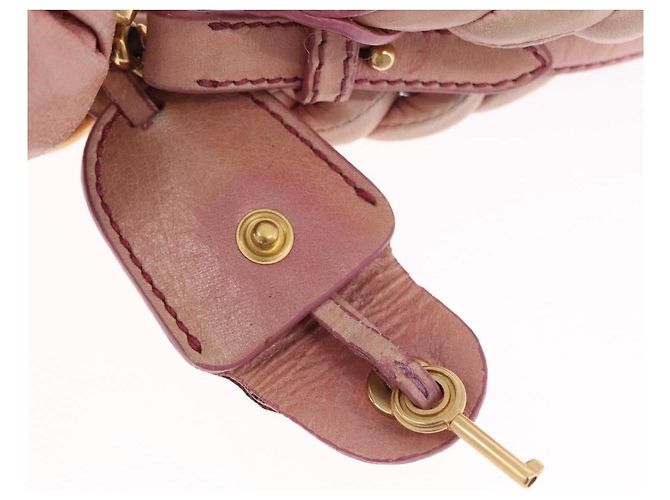 Borsa Miu Miu Matelassé Vitellolux in pelle 2way Rosa Tono Oro Auth 198354 - vista 18