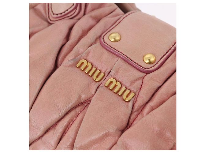 Borsa Miu Miu Matelassé Vitellolux in pelle 2way Rosa Tono Oro Auth 198354 - vista 19