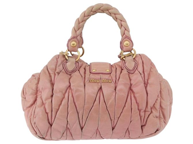 Borsa Miu Miu Matelassé Vitellolux in pelle 2way Rosa Tono Oro Auth 198354 - vista 2
