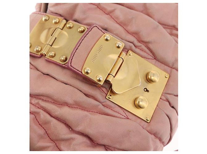 Borsa Miu Miu Matelassé Vitellolux in pelle 2way Rosa Tono Oro Auth 198354 - vista 20