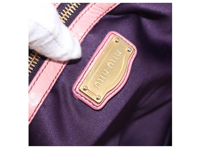 Borsa Miu Miu Matelassé Vitellolux in pelle 2way Rosa Tono Oro Auth 198354 - vista 21