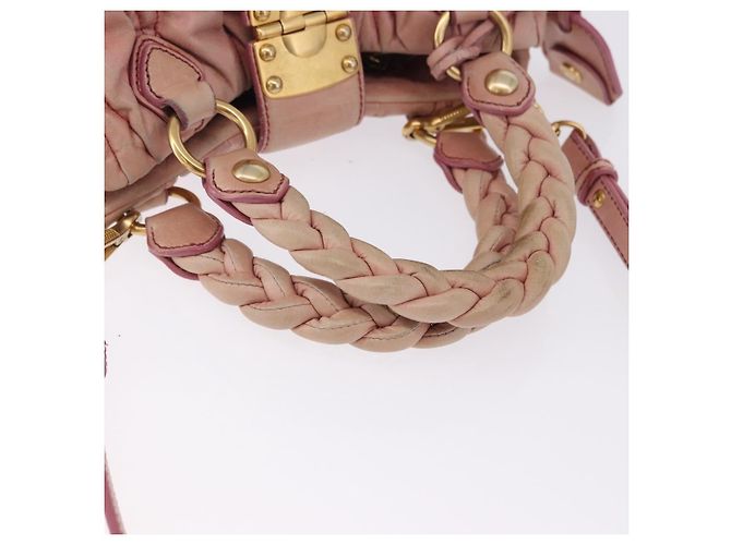Borsa Miu Miu Matelassé Vitellolux in pelle 2way Rosa Tono Oro Auth 198354 - vista 7