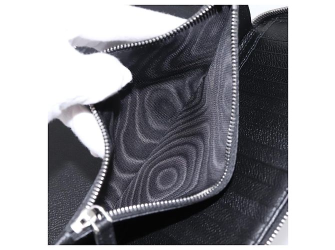 PRADA Organizer Round Long Wallet Leather Black Silver Auth am12253M Silvery - view 11