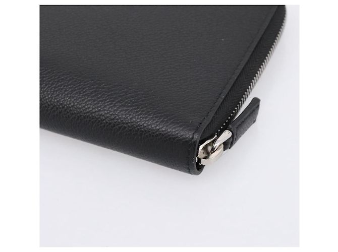 PRADA Organizer Round Long Wallet Leather Black Silver Auth am12253M Silvery - view 15