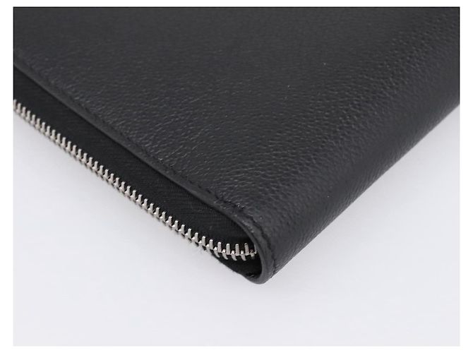 PRADA Organizer Round Long Wallet Leather Black Silver Auth am12253M Silvery - view 16