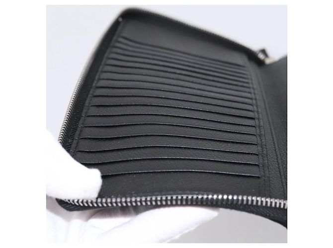 PRADA Organizer Round Long Wallet Leather Black Silver Auth am12253M Silvery - view 18