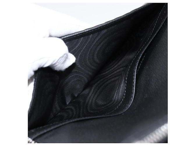 PRADA Organizer Round Long Wallet Leather Black Silver Auth am12253M Silvery - view 19