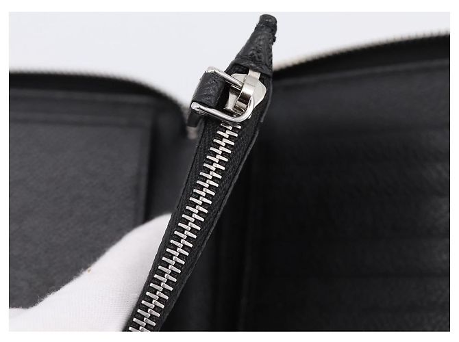 PRADA Organizer Round Long Wallet Leather Black Silver Auth am12253M Silvery - view 20