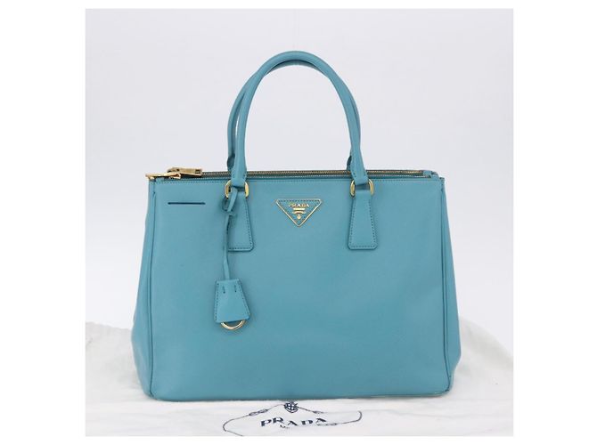 Borsa a mano PRADA Galleria in pelle Saffiano Turquoise Blue Gold Auth 198284V D'oro Turchese - vista 12