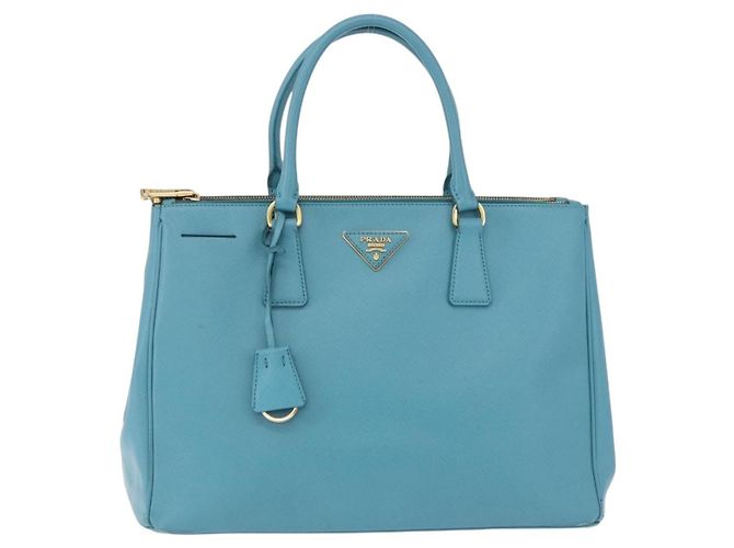 Borsa a mano PRADA Galleria in pelle Saffiano Turquoise Blue Gold Auth 198284V D'oro Turchese - vista 13