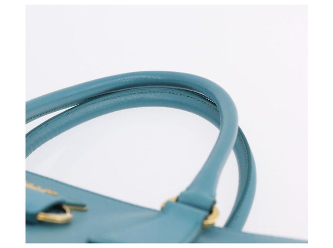 Borsa a mano PRADA Galleria in pelle Saffiano Turquoise Blue Gold Auth 198284V D'oro Turchese - vista 14