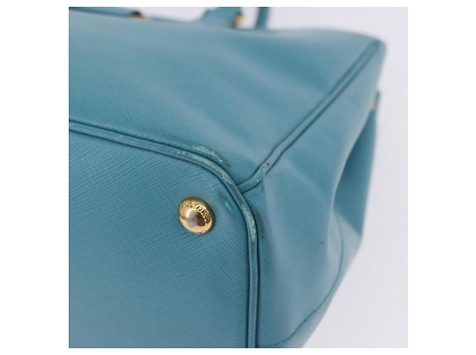 Borsa a mano PRADA Galleria in pelle Saffiano Turquoise Blue Gold Auth 198284V D'oro Turchese - vista 15