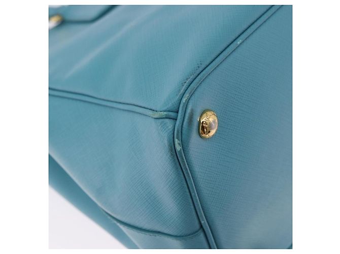 Borsa a mano PRADA Galleria in pelle Saffiano Turquoise Blue Gold Auth 198284V D'oro Turchese - vista 16